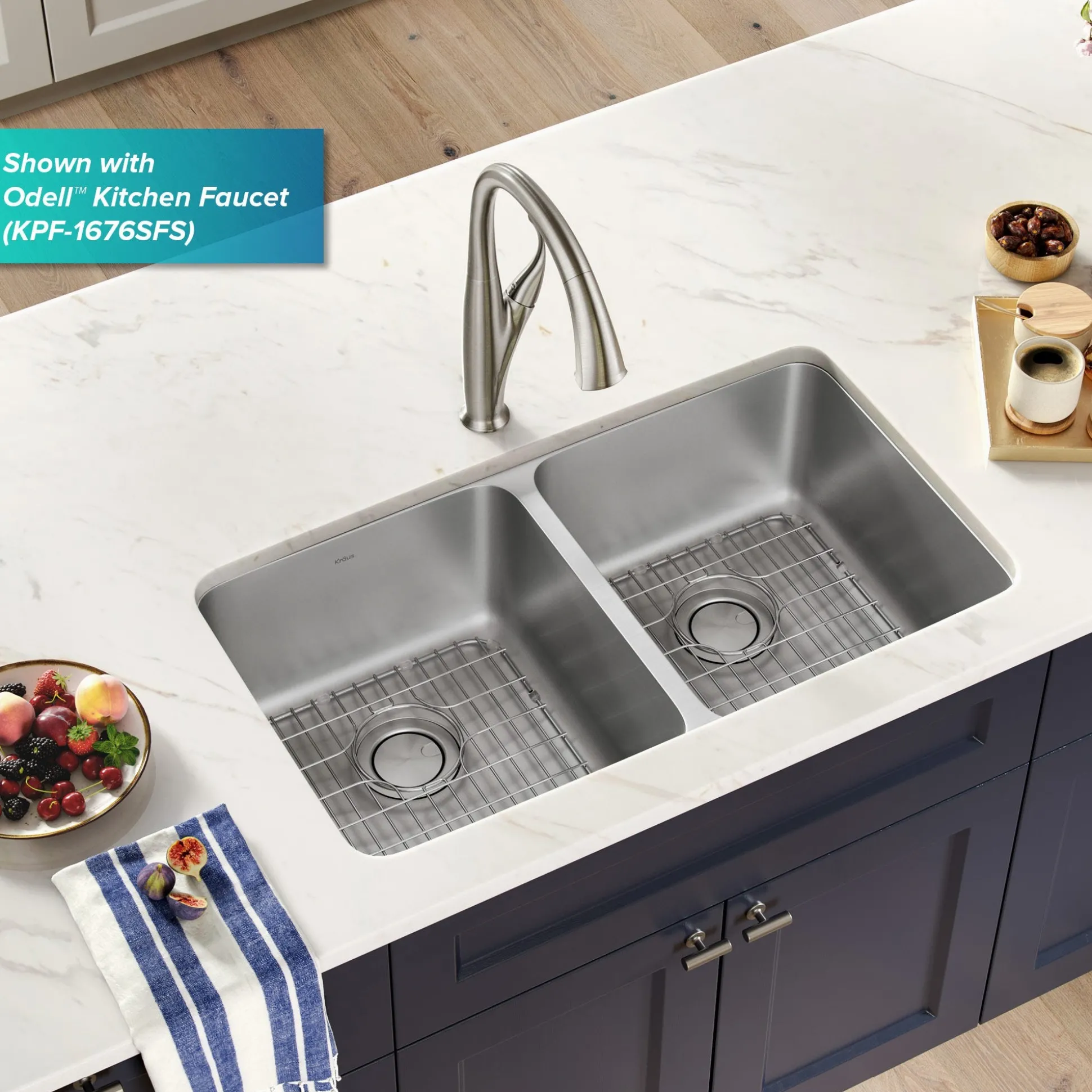 33" Undermount 16 Gauge Stainless Steel Double Bowl Kitchen Sink