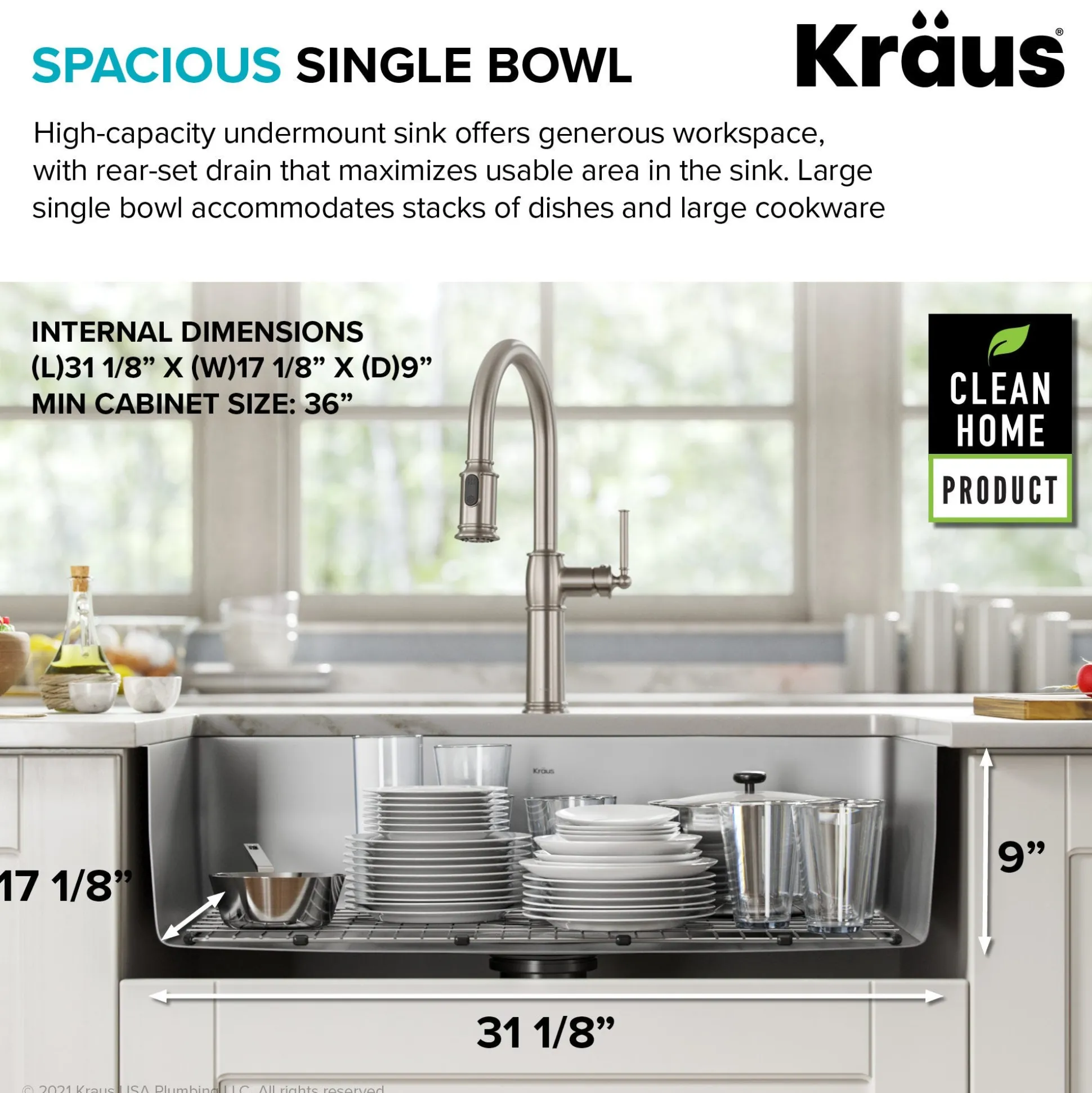 33" Undermount 16 Gauge Stainless Steel Single Bowl Kitchen Sink with DrainAssure Waterway