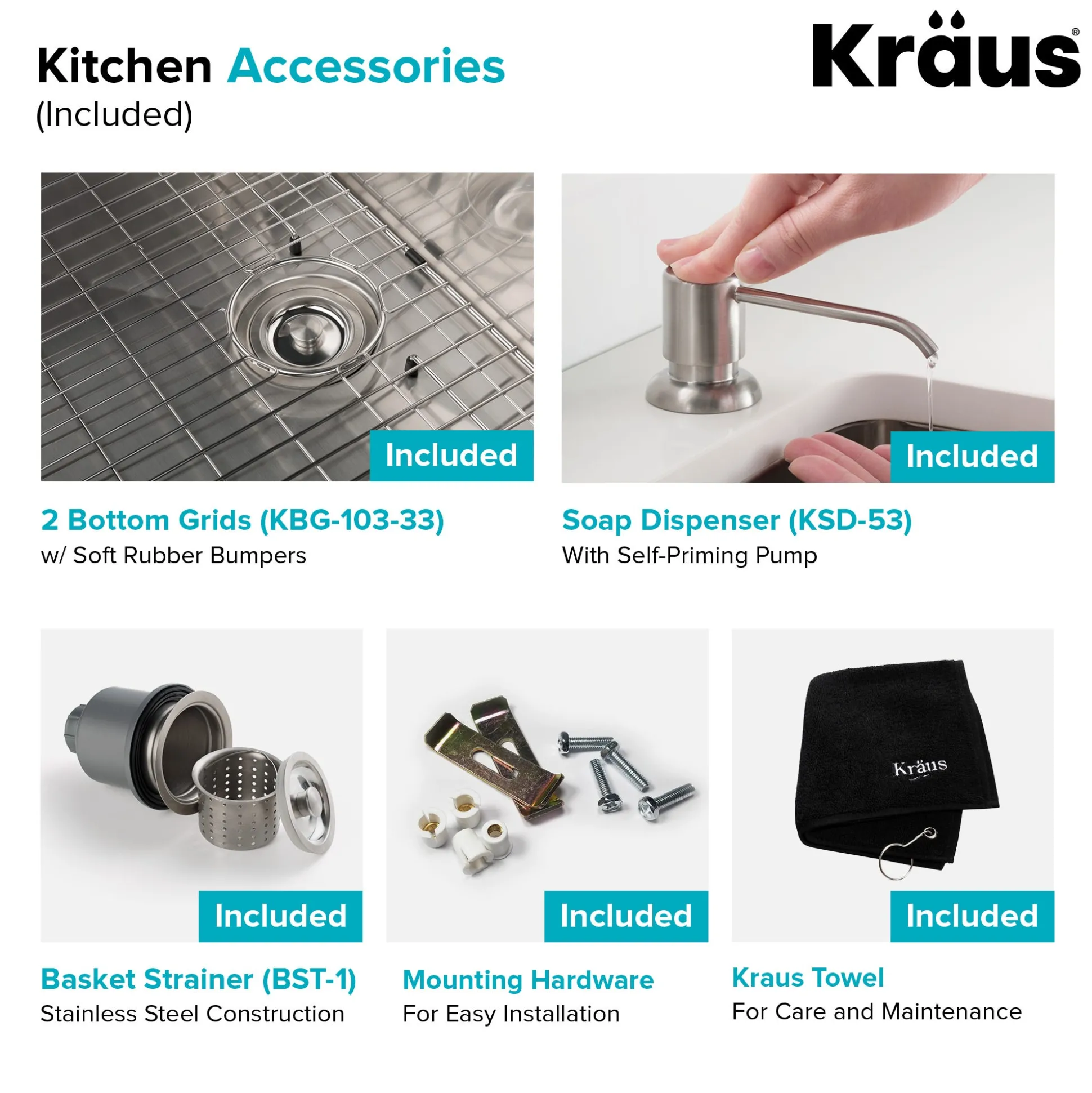 33" Undermount Kitchen Sink w/ Bolden Commercial Pull-Down Faucet and Soap Dispenser in Stainless Steel