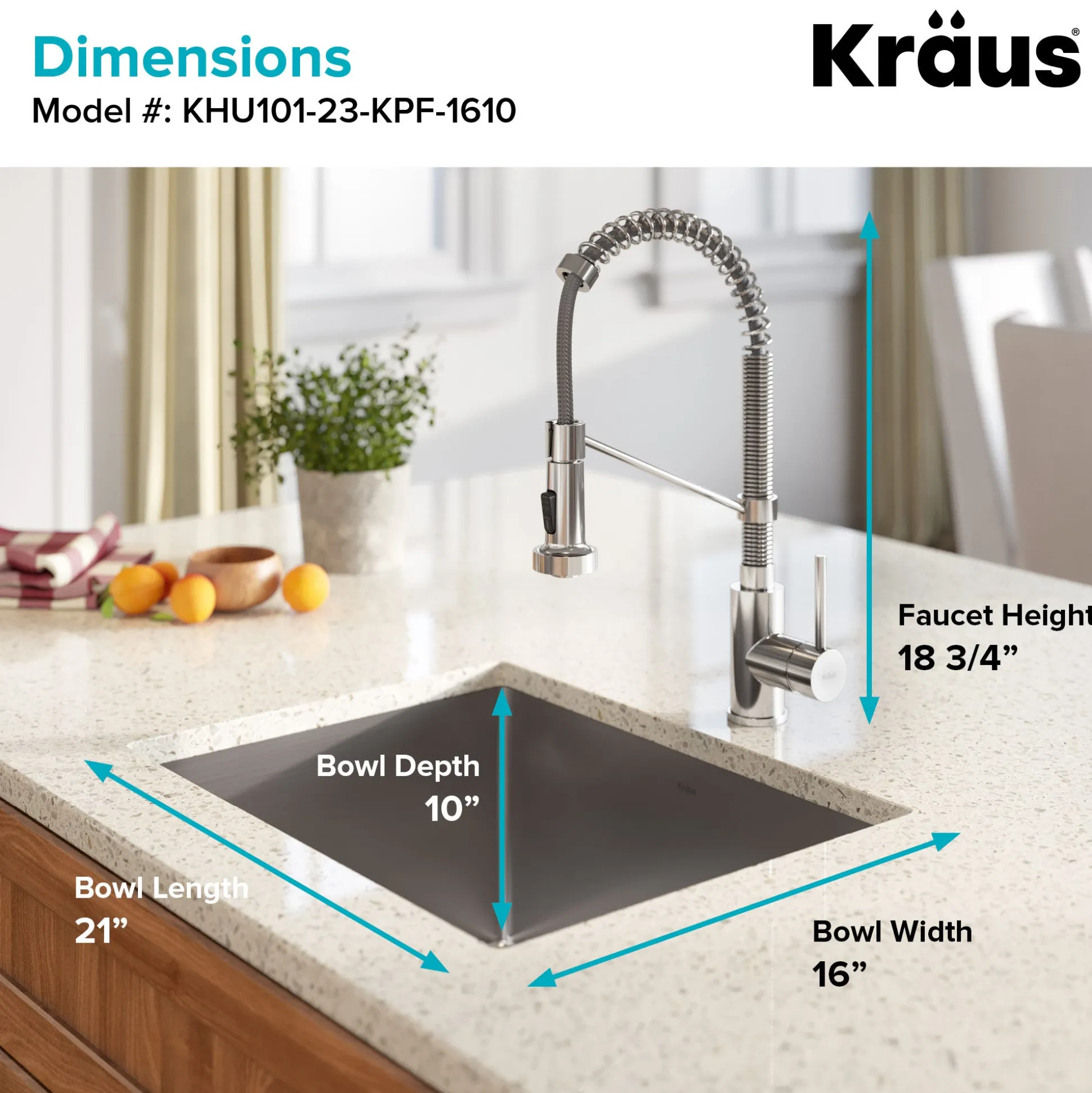 33" Undermount Kitchen Sink w/ Bolden Commercial Pull-Down Faucet and Soap Dispenser in Chrome
