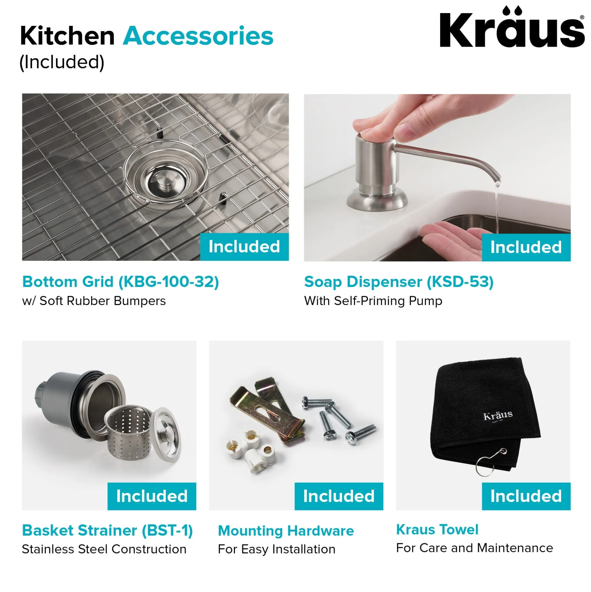 32" Undermount Kitchen Sink w/ Bolden Commercial Pull-Down Faucet and Soap Dispenser in Stainless Steel/Matte Black