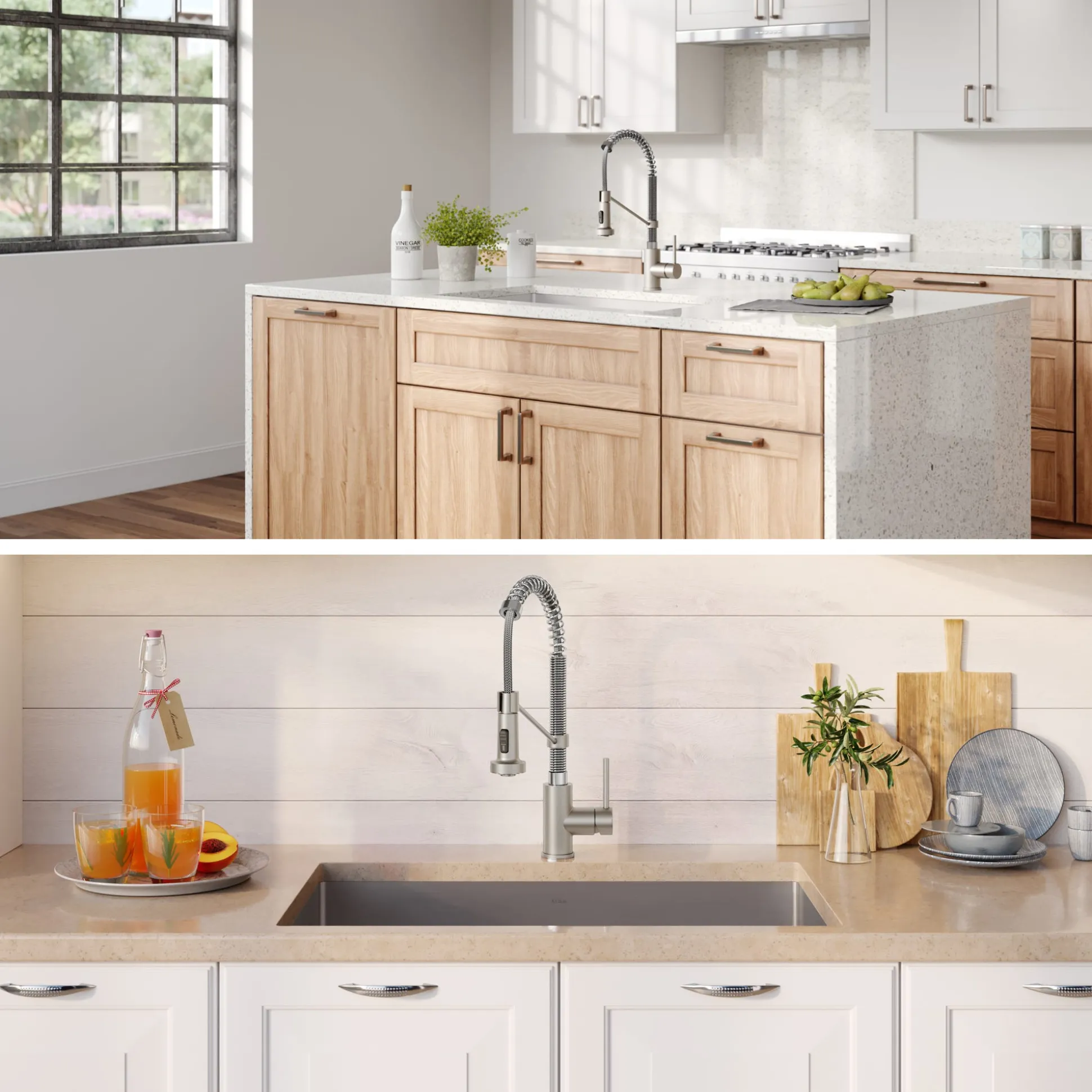 30" Undermount Kitchen Sink w/ Bolden Commercial Pull-Down Faucet and Soap Dispenser in Stainless Steel/Chrome