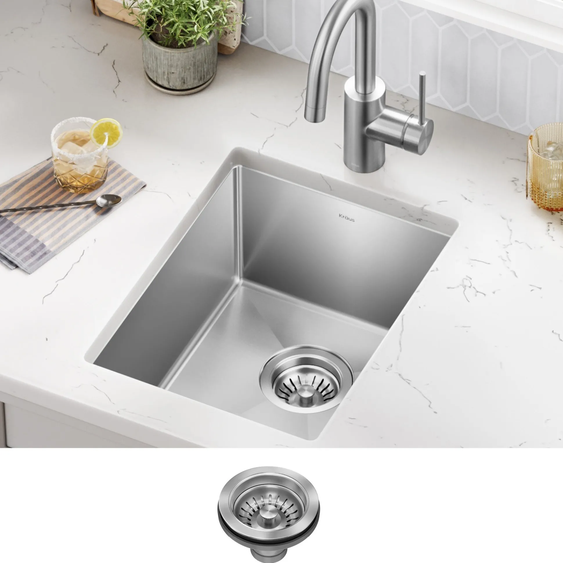 14" Undermount Single Bowl 16 Gauge Stainless Steel Bar Kitchen Sink