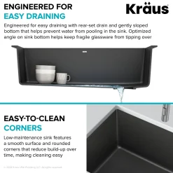 32” Undermount Single Bowl Granite Kitchen Sink in Black