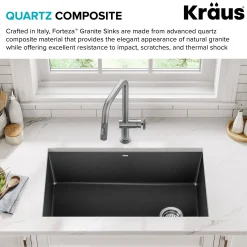 32” Undermount Single Bowl Granite Kitchen Sink in Black