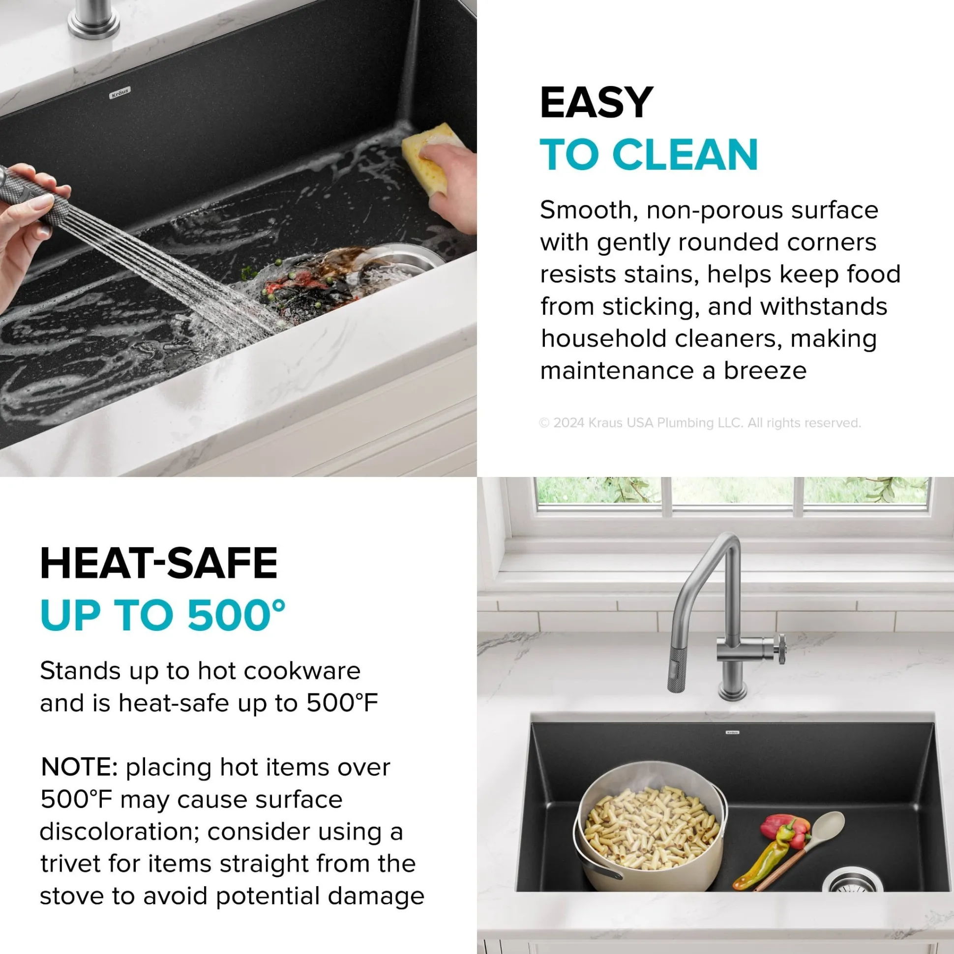 32” Undermount Single Bowl Granite Kitchen Sink in Black