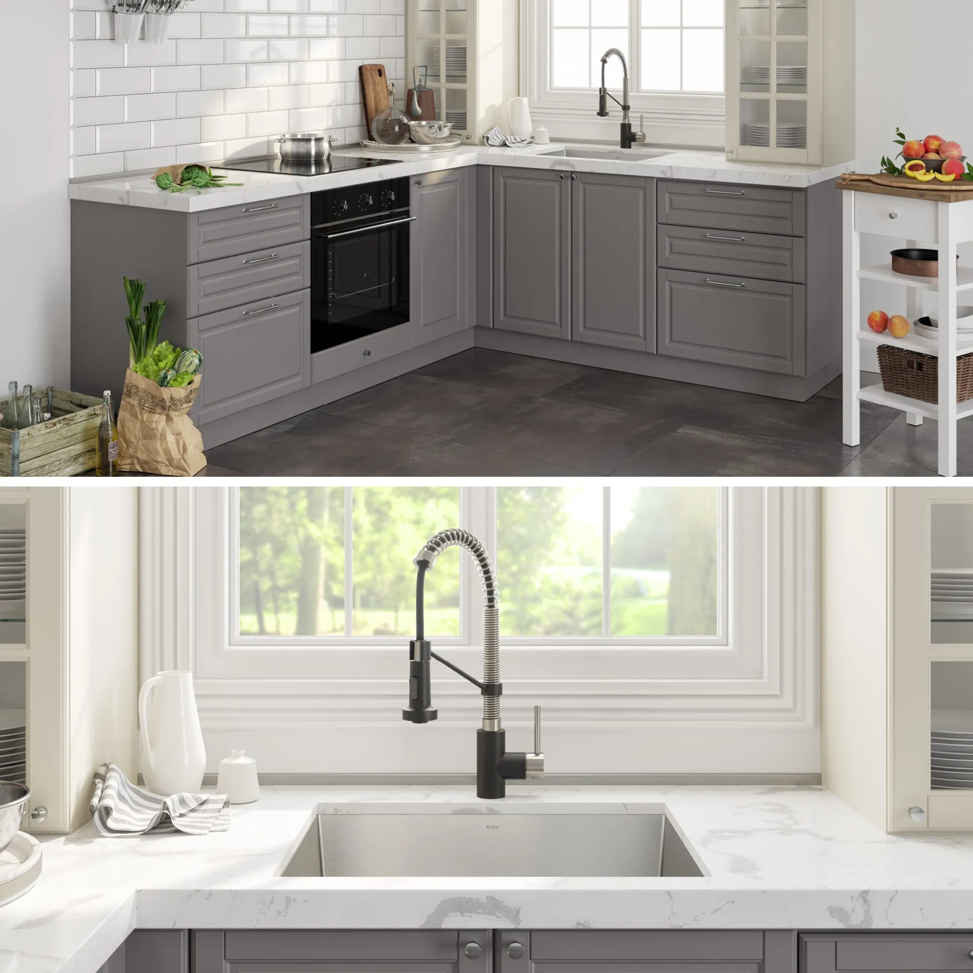 24" Undermount Utility Sink w/ Bolden Commercial Pull-Down Faucet and Soap Dispenser in Stainless Steel/Matte Black