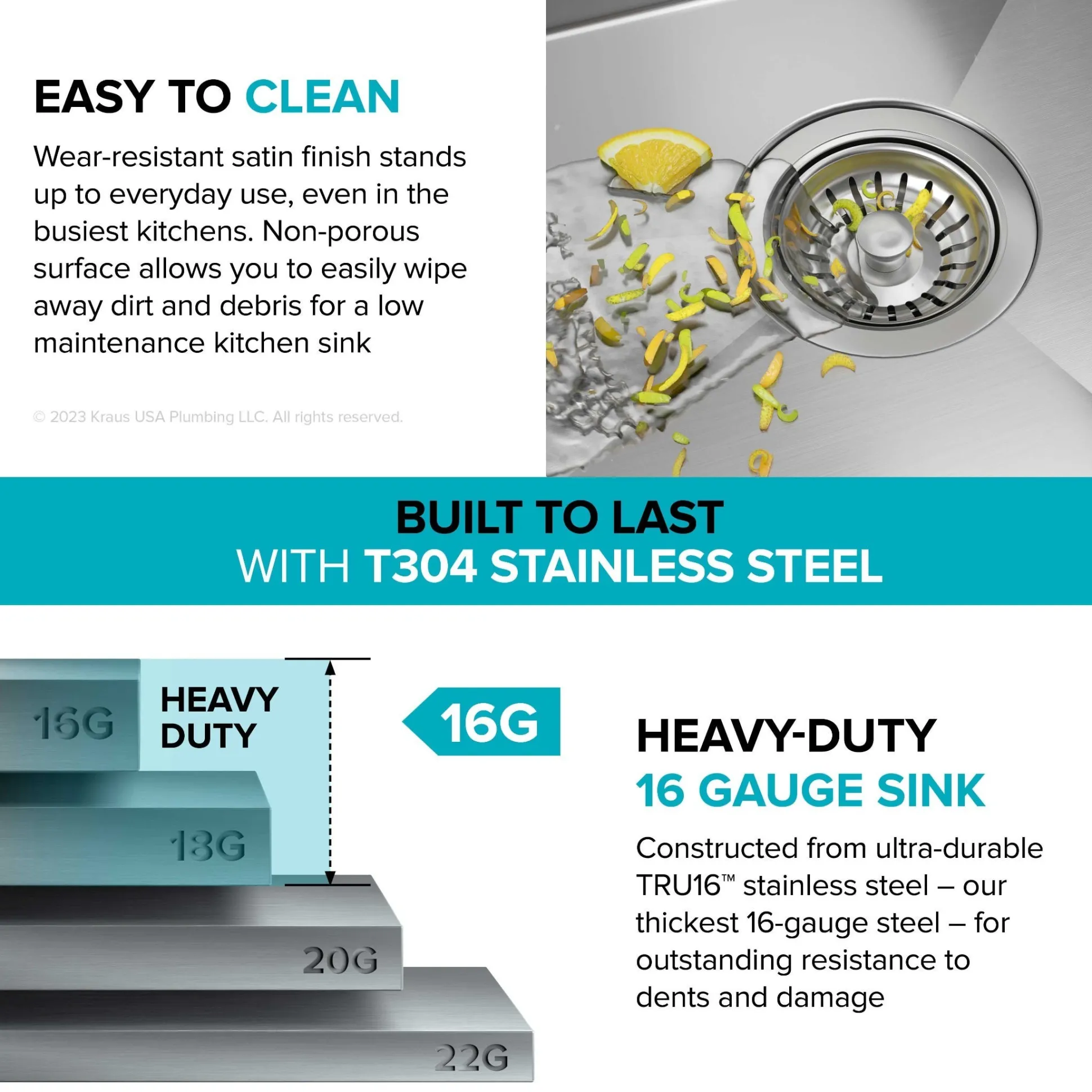57" Undermount Workstation 16 Gauge Single Bowl Stainless Steel Kitchen Sink with 10 Accessories