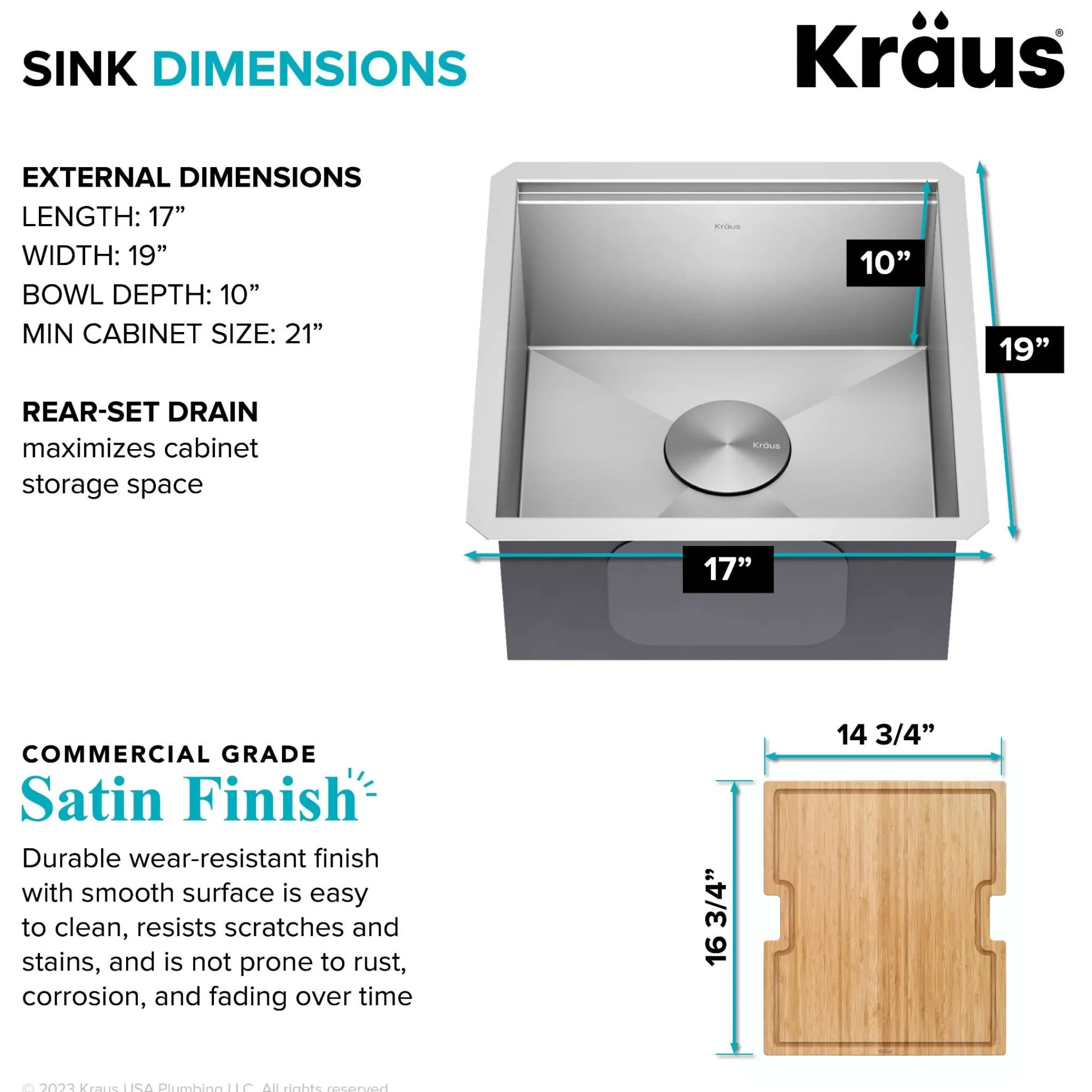 17" Undermount Workstation 16 Gauge Single Bowl Stainless Steel Bar Kitchen Sink with Accessories