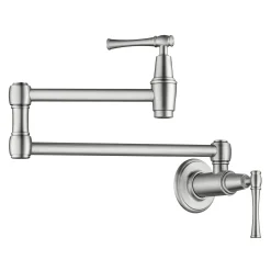 Wall Mount Pot Filler Kitchen Faucet with Retractable Arm in Spot-Free Stainless Steel