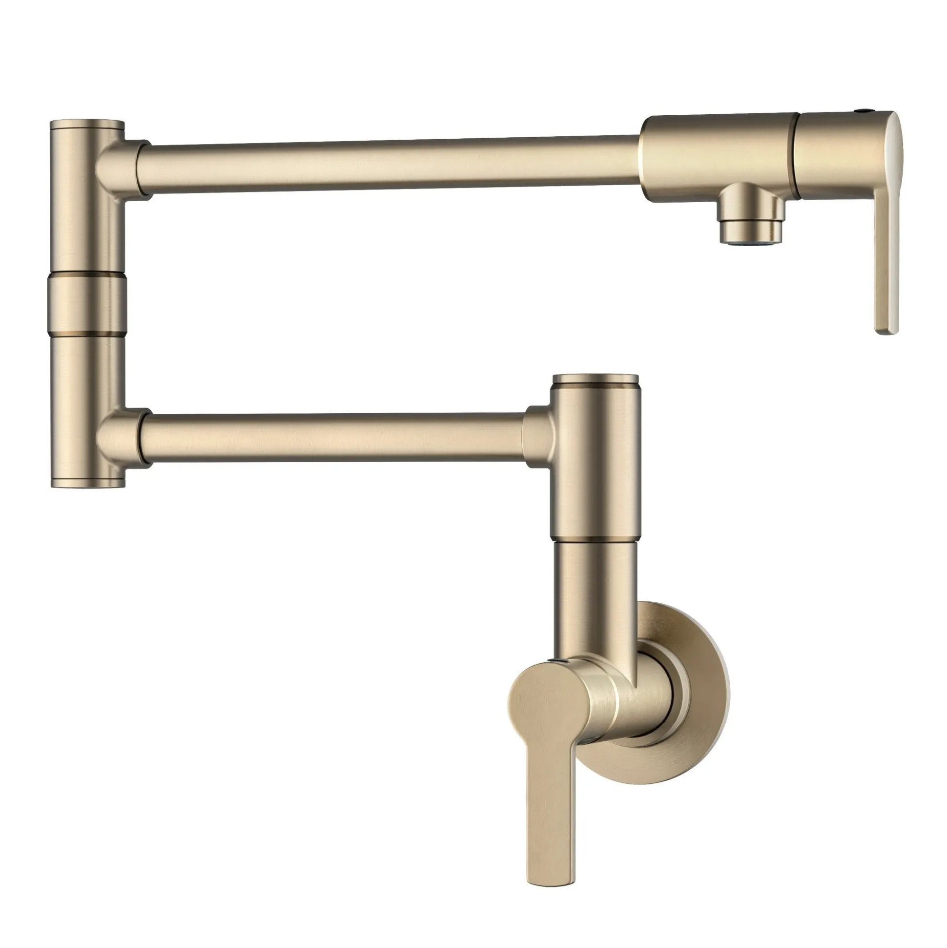 Wall Mount Pot Filler Kitchen Faucet with Retractable Arm in Spot-Free Antique Champagne Bronze