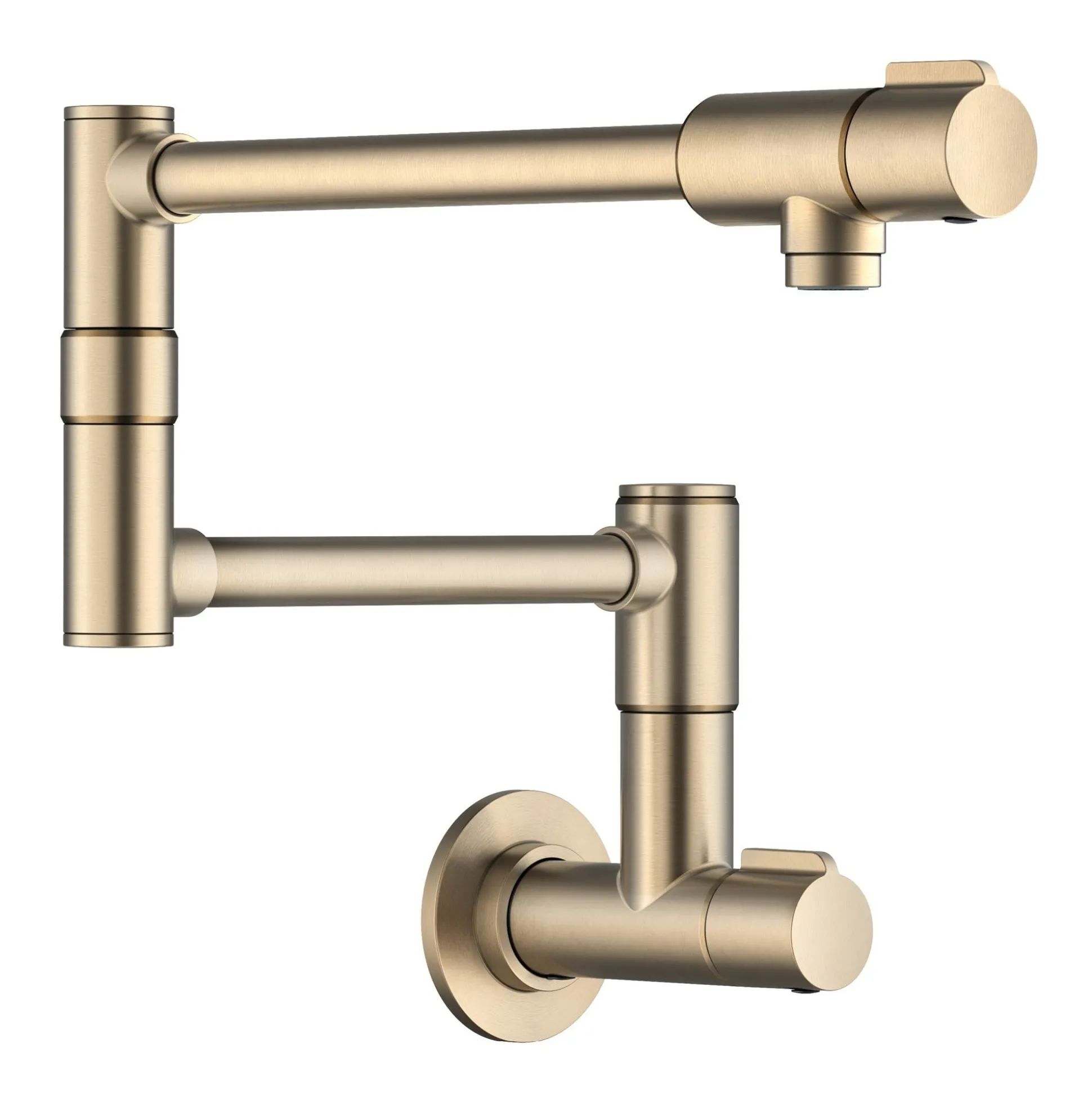 Wall Mount Pot Filler Kitchen Faucet with Retractable Arm in Spot-Free Antique Champagne Bronze