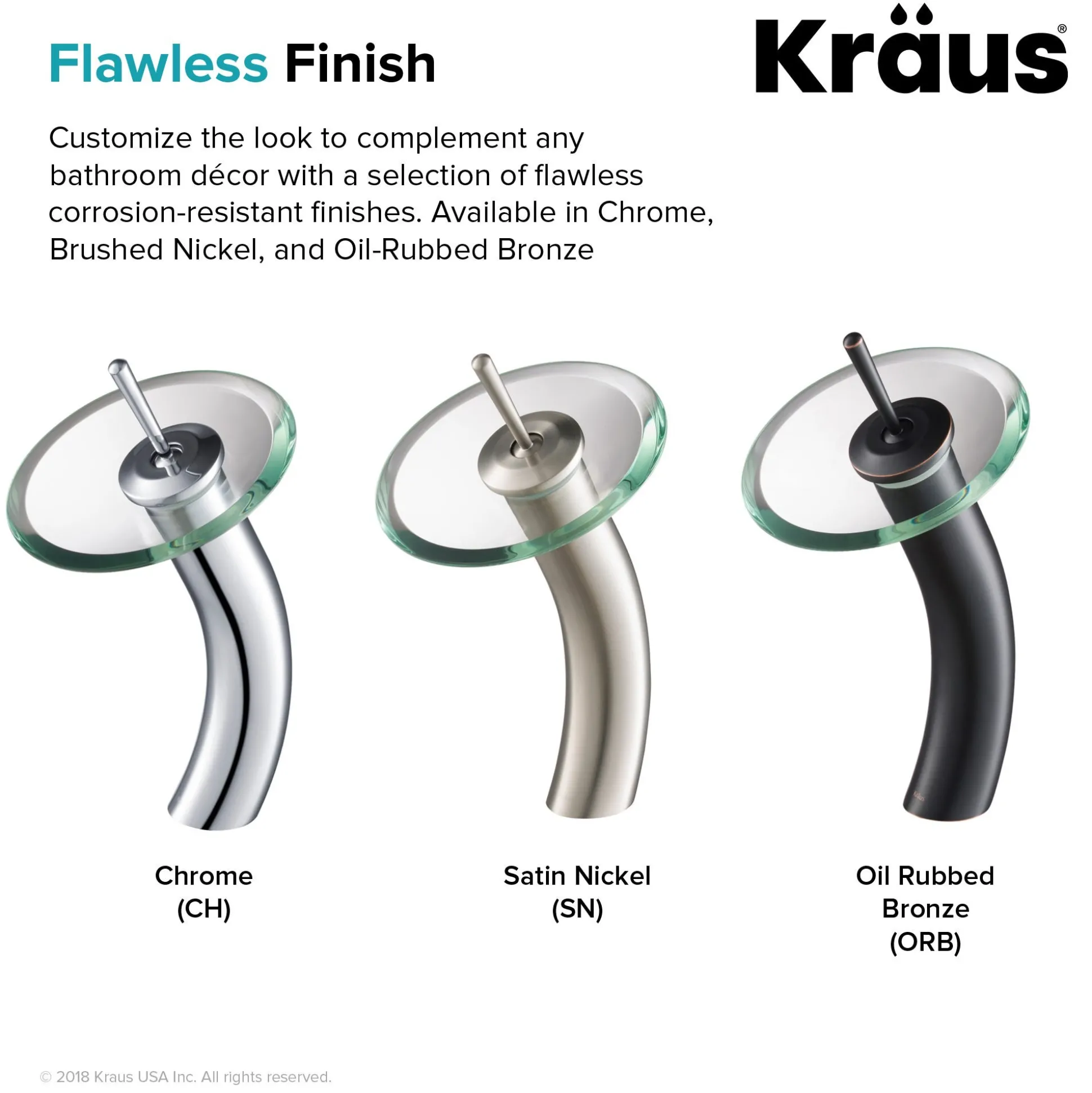 Waterfall Bathroom Faucet with Clear Black Glass Disk in Oil Rubbed Bronze