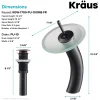 Waterfall Bathroom Faucet with Frosted Glass Disk and Pop-Up Drain in Oil Rubbed Bronze