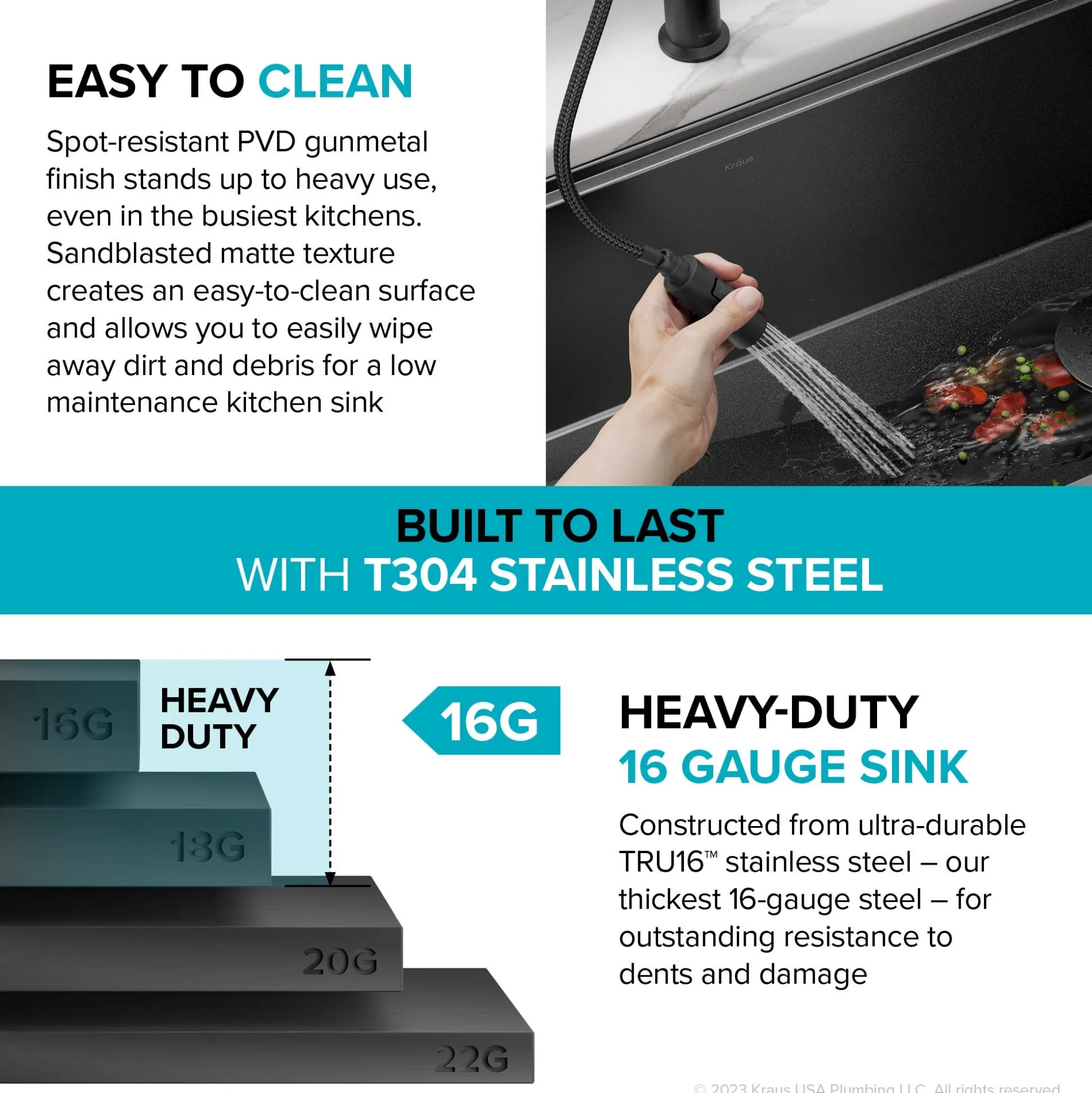 Workstation 33” Apron Front Farmhouse 16 Gauge Black Stainless Steel Single Bowl Kitchen Sink in PVD Gunmetal Finish with Accessories