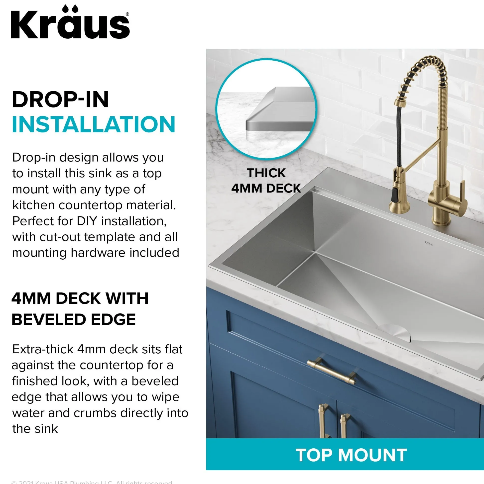 Workstation 33" Drop-In 16 Gauge Stainless Steel Single Bowl Kitchen Sink with Accessories