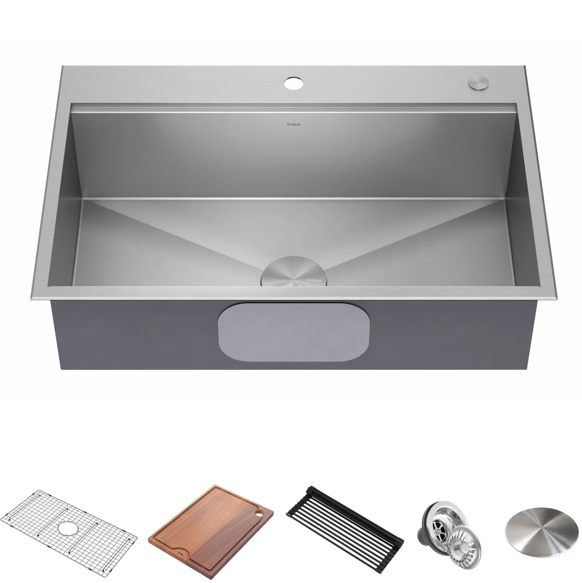 Workstation 33" Drop-In 16 Gauge Stainless Steel Single Bowl Kitchen Sink with Accessories