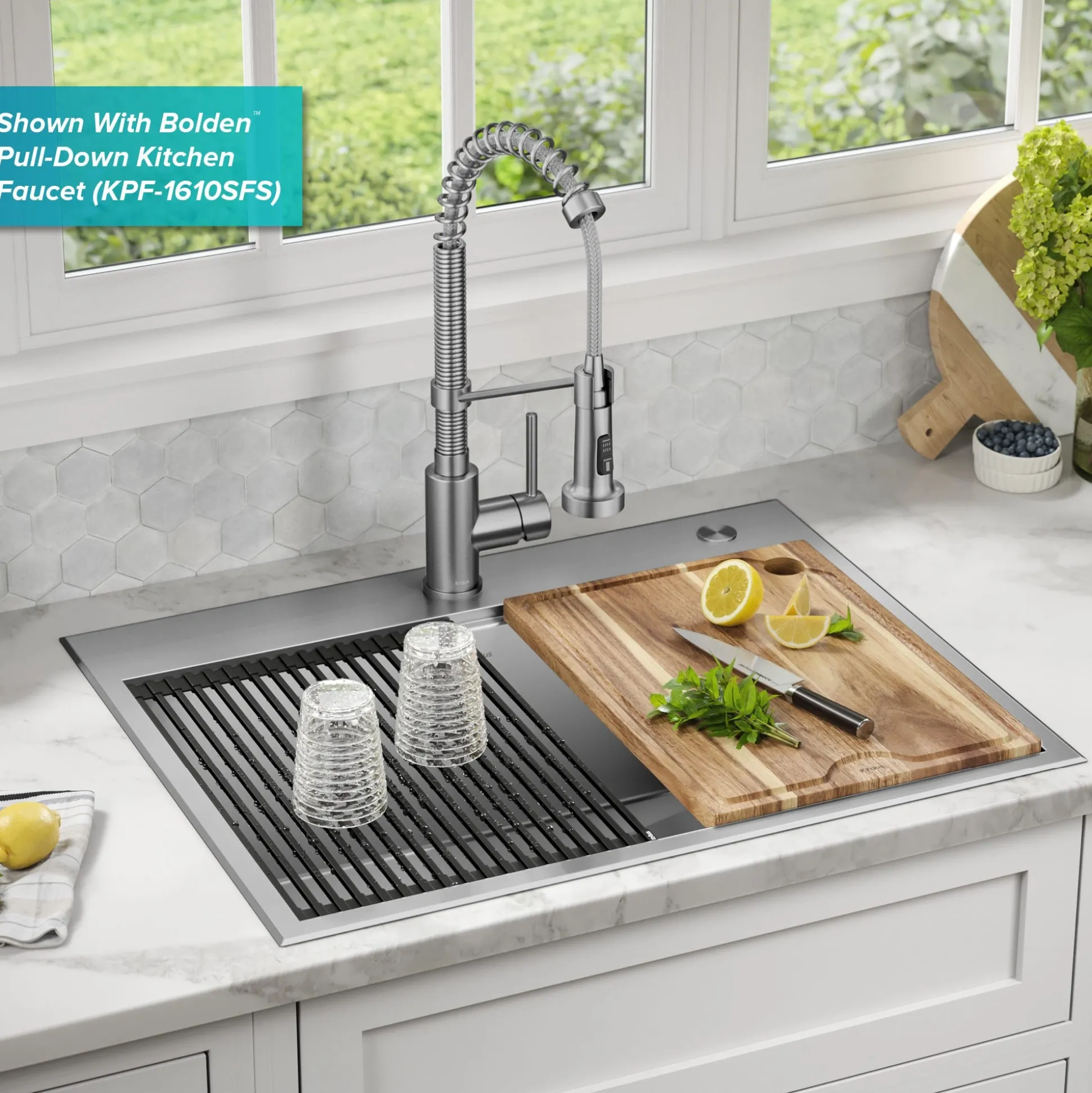 Workstation 28” Drop-In / Undermount 18 Gauge Stainless Steel Single Bowl Kitchen Sink with Accessories