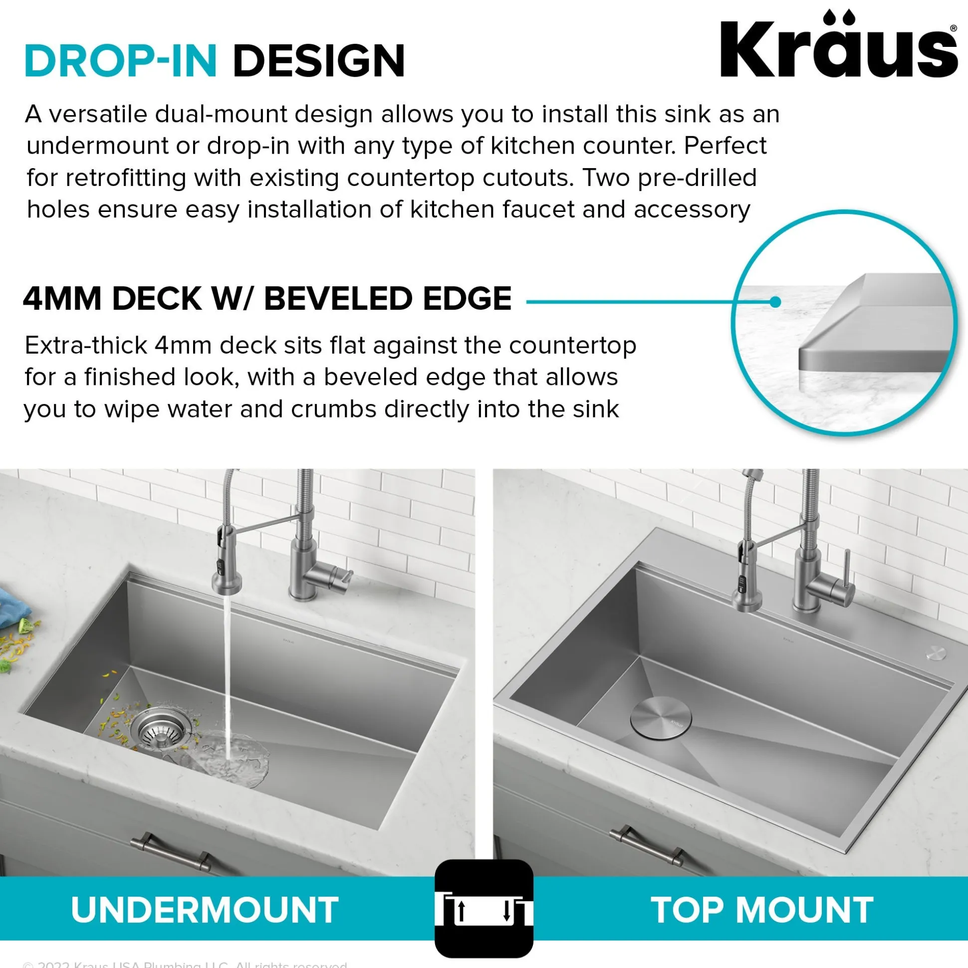 Workstation 28” Drop-In / Undermount 18 Gauge Stainless Steel Single Bowl Kitchen Sink with Accessories