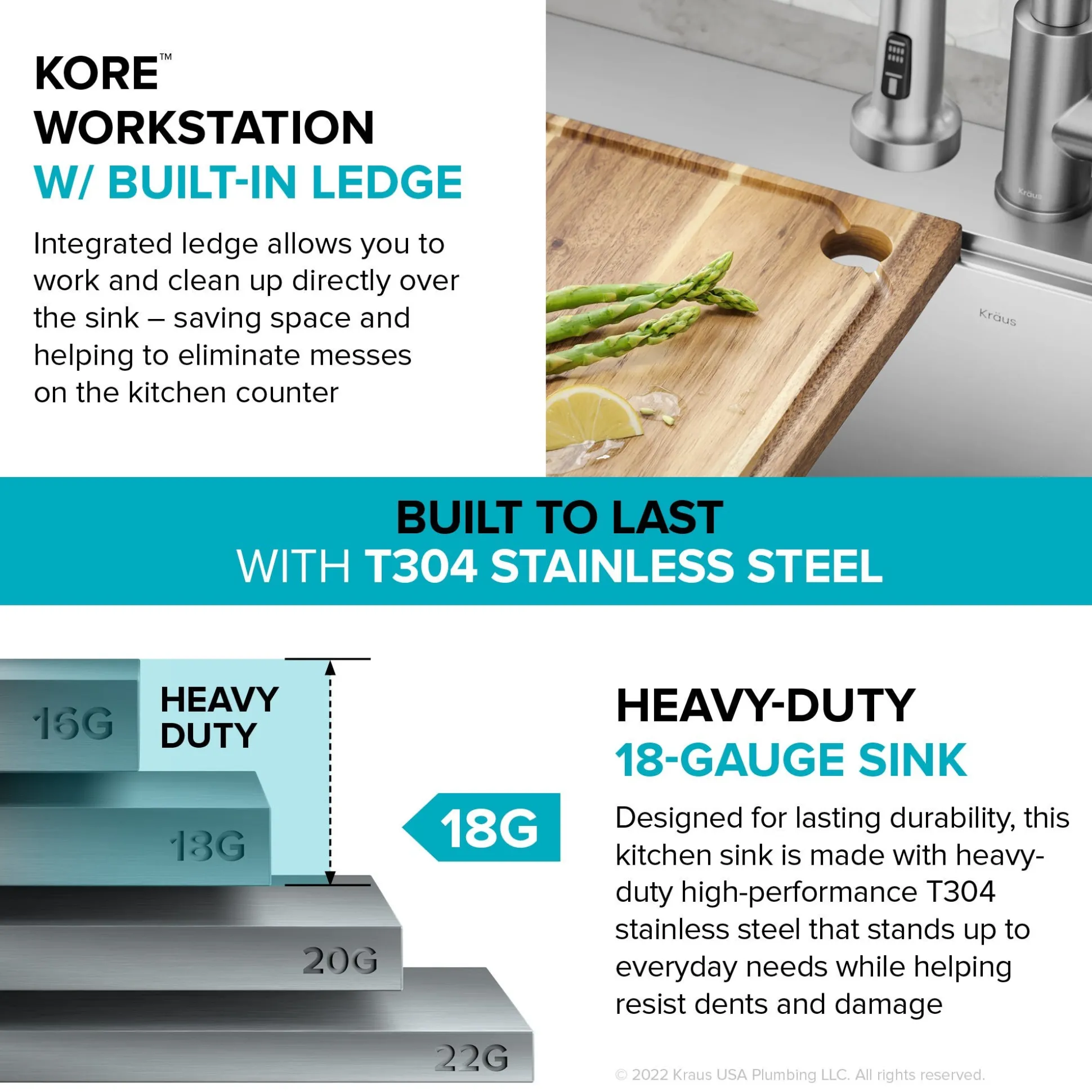 Workstation 28” Drop-In / Undermount 18 Gauge Stainless Steel Single Bowl Kitchen Sink with Accessories