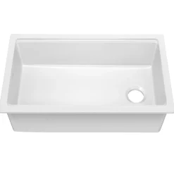 Workstation 33” Drop-In / Undermount Fireclay Single Bowl Kitchen Sink in Gloss White