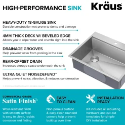 Workstation 25" Dual Mount 18 Gauge Stainless Steel Single Bowl Kitchen Sink with Accessories