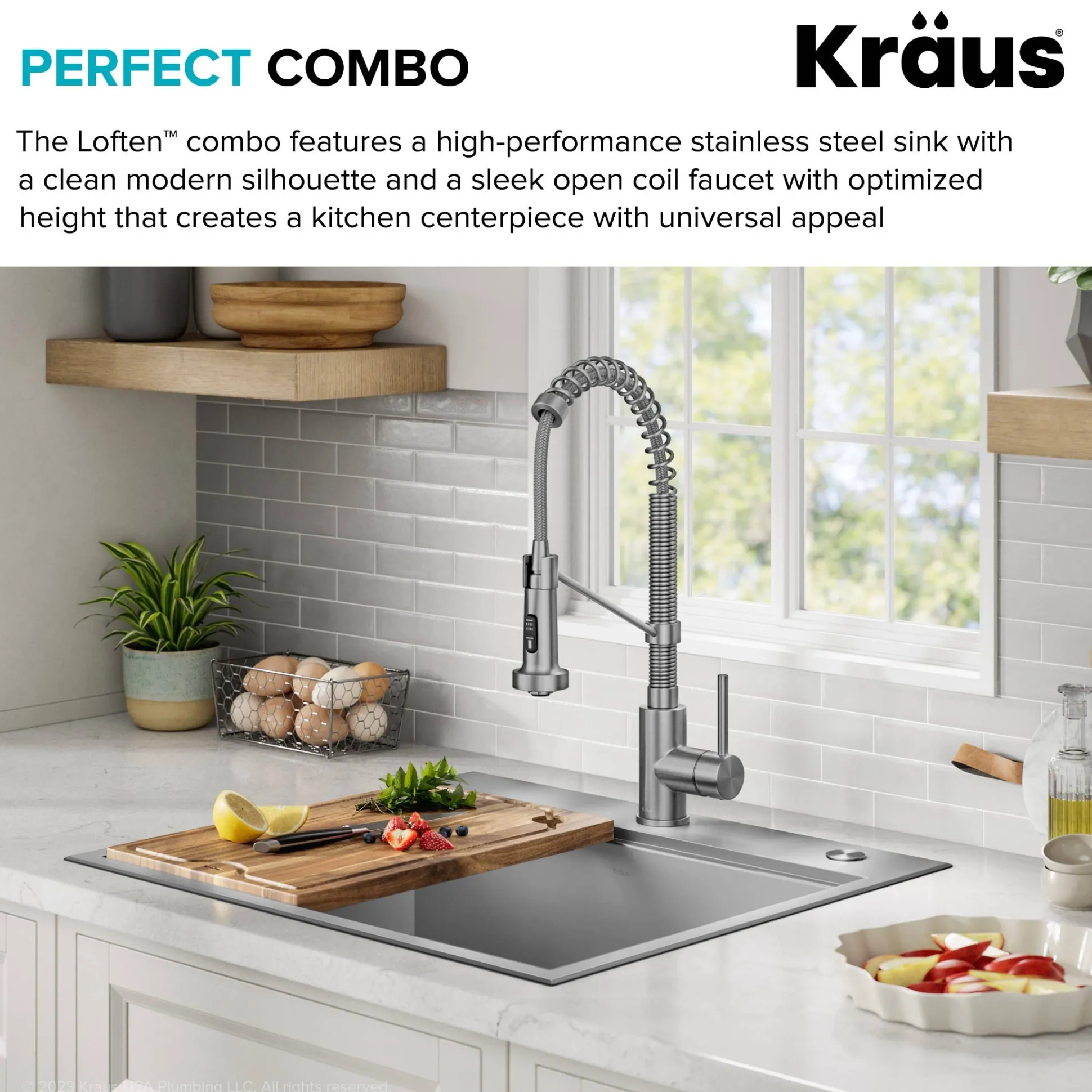 Workstation 25" Dual Mount 18 Gauge Stainless Steel Single Bowl Kitchen Sink w/ Bolden Commercial Pull-Down Faucet in Spot Free Stainless Steel