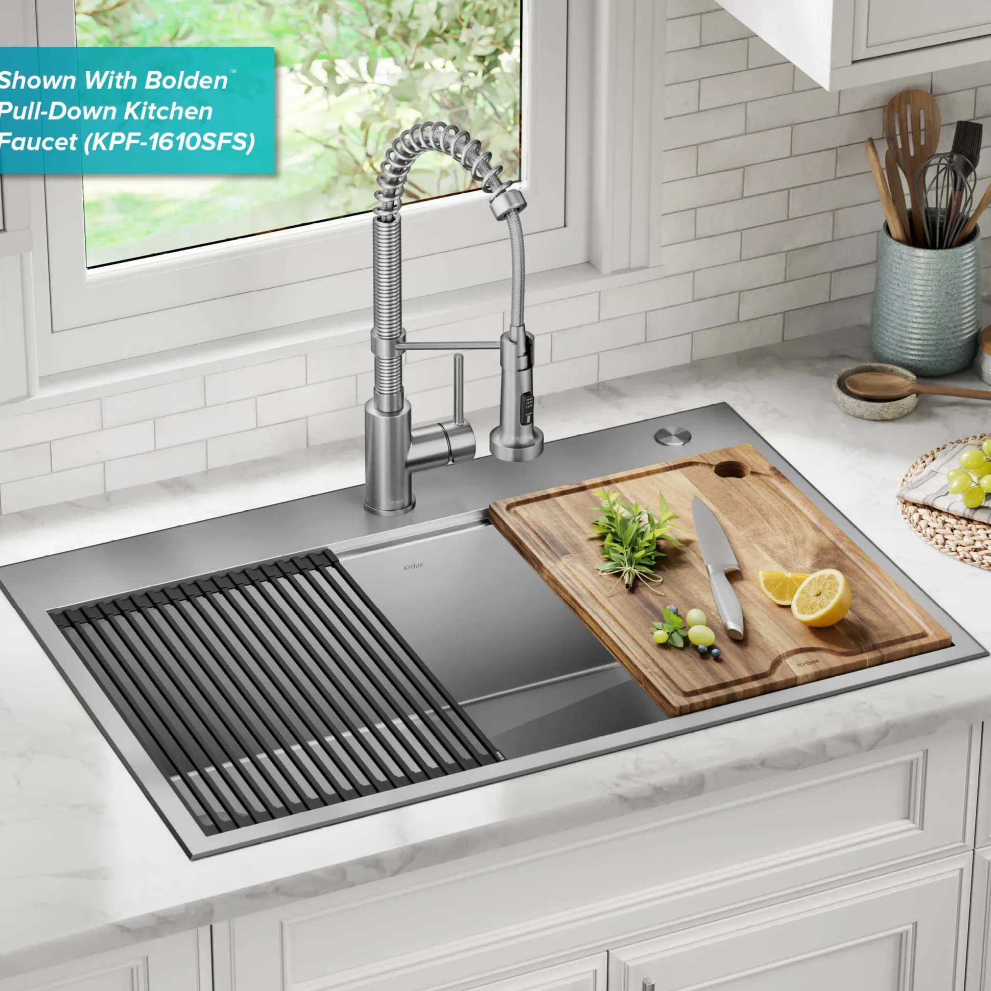Workstation 33" Dual Mount 18 Gauge Stainless Steel Single Bowl Kitchen Sink with Accessories