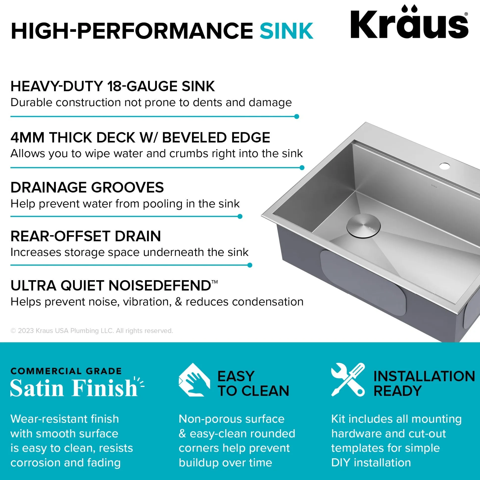 Workstation 33" Dual Mount 18 Gauge Stainless Steel Single Bowl Kitchen Sink with Accessories