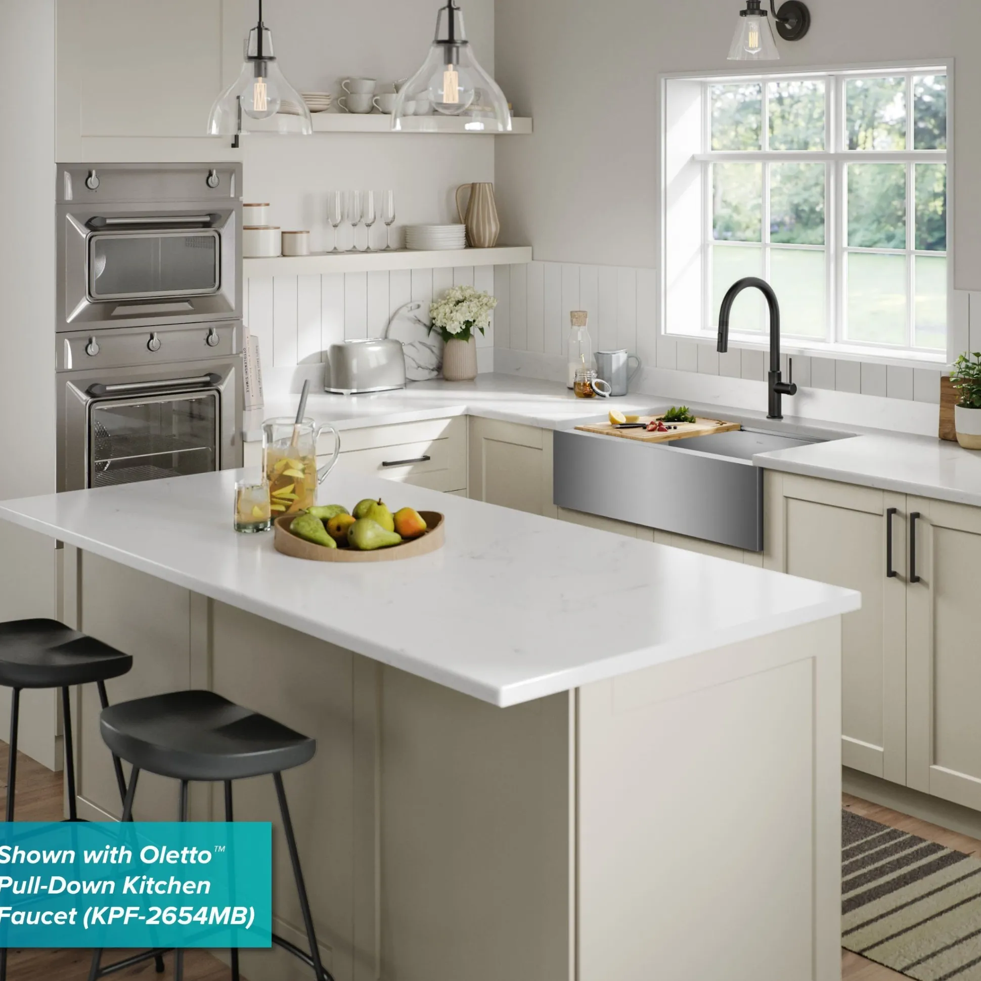 Workstation 30" Flat Apron Front Farmhouse 16 Gauge Stainless Steel Single Bowl Kitchen Sink with Accessories