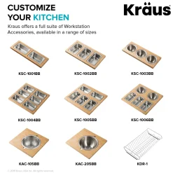 Workstation Kitchen Sink Serving Board Set with Stainless Steel Bowls
