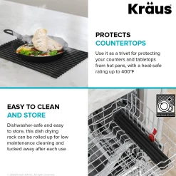 Workstation Multipurpose Over Sink Roll-Up Dish Drying Rack in Green